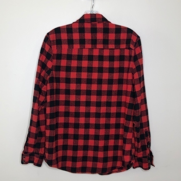 Forever 21 Red Plaid Button Down Shirt Women’s Medium Long Sleeve - Picture 5 of 5